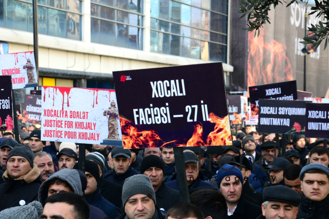 Azerbaijani public commemorates Khojaly genocide victims.Azerbaijan Baku 26 February 2019