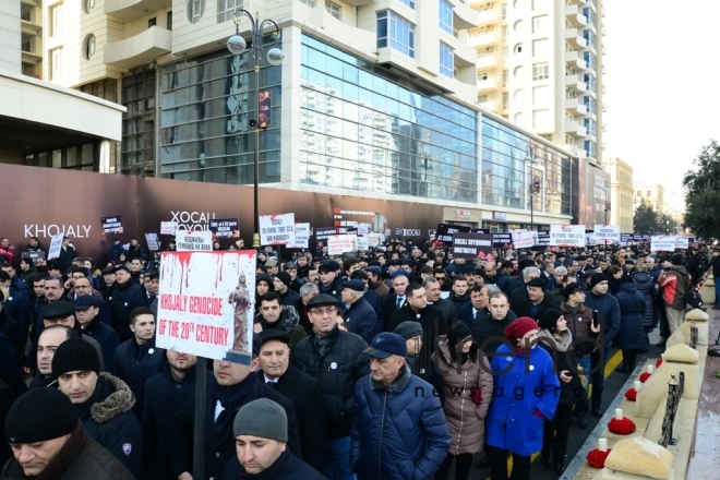 Azerbaijani public commemorates Khojaly genocide victims.Azerbaijan Baku 26 February 2019