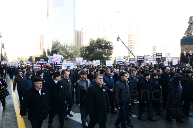 Azerbaijani public commemorates Khojaly genocide victims.Azerbaijan Baku 26 February 2019