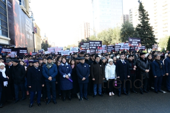 Azerbaijani public commemorates Khojaly genocide victims.Azerbaijan Baku 26 February 2019