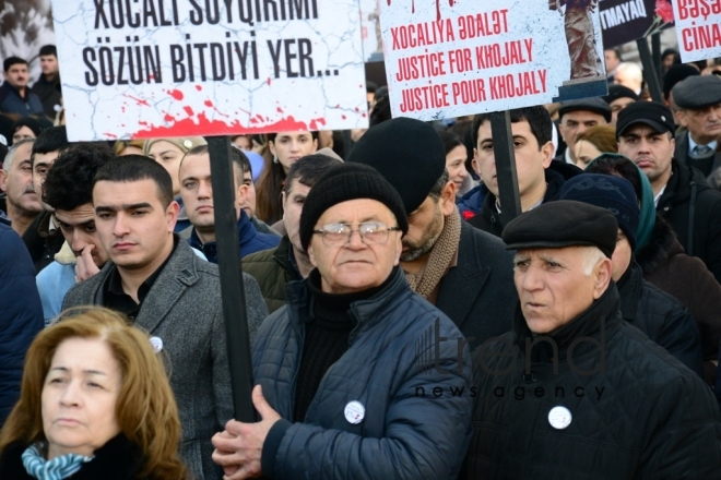 Azerbaijani public commemorates Khojaly genocide victims.Azerbaijan Baku 26 February 2019