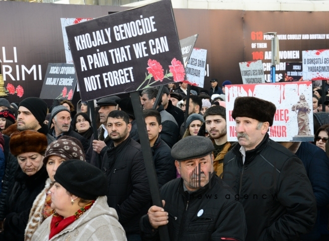 Azerbaijani public commemorates Khojaly genocide victims.Azerbaijan Baku 26 February 2019