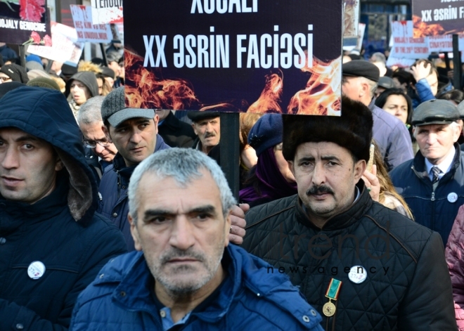 Azerbaijani public commemorates Khojaly genocide victims.Azerbaijan Baku 26 February 2019