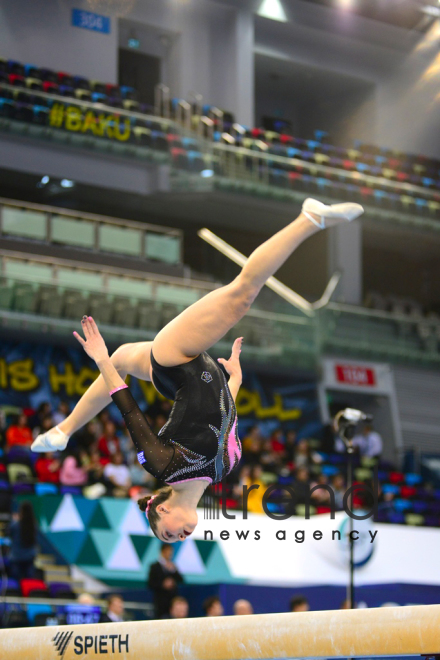 Milli Gimnastika Arenasında idman gimnastikası üzrə Dünya Kuboku çərçivəsində yarışlar davam edir. Azərbaycan Bakı 15 mart 2019