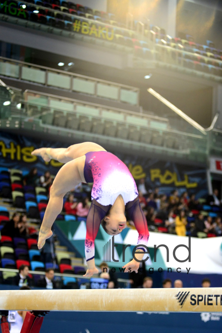 Milli Gimnastika Arenasında idman gimnastikası üzrə Dünya Kuboku çərçivəsində yarışlar davam edir. Azərbaycan Bakı 15 mart 2019