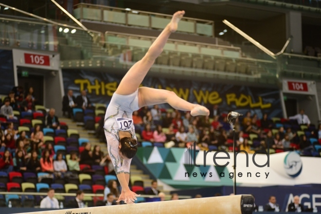 Milli Gimnastika Arenasında idman gimnastikası üzrə Dünya Kuboku çərçivəsində yarışlar davam edir. Azərbaycan Bakı 15 mart 2019