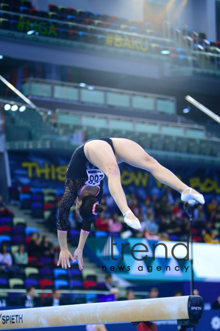 Milli Gimnastika Arenasında idman gimnastikası üzrə Dünya Kuboku çərçivəsində yarışlar davam edir. Azərbaycan Bakı 15 mart 2019