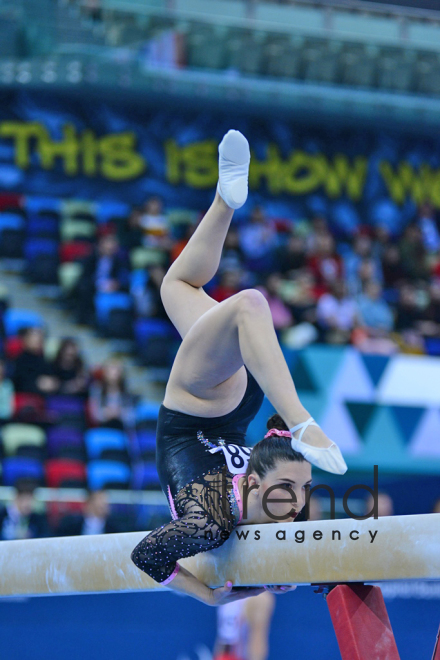 Milli Gimnastika Arenasında idman gimnastikası üzrə Dünya Kuboku çərçivəsində yarışlar davam edir. Azərbaycan Bakı 15 mart 2019