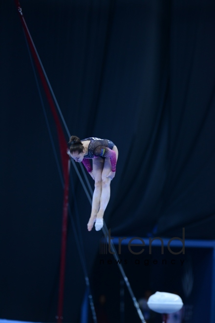 Milli Gimnastika Arenasında idman gimnastikası üzrə Dünya Kuboku çərçivəsində yarışlar davam edir. Azərbaycan Bakı 15 mart 2019