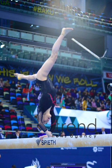 Milli Gimnastika Arenasında idman gimnastikası üzrə Dünya Kuboku çərçivəsində yarışlar davam edir. Azərbaycan Bakı 15 mart 2019