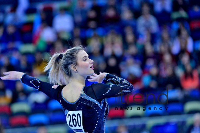 Milli Gimnastika Arenasında idman gimnastikası üzrə Dünya Kuboku çərçivəsində yarışlar davam edir. Azərbaycan Bakı 15 mart 2019