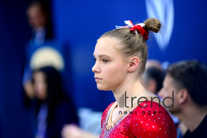 Milli Gimnastika Arenasında idman gimnastikası üzrə Dünya Kuboku çərçivəsində yarışlar davam edir. Azərbaycan Bakı 15 mart 2019