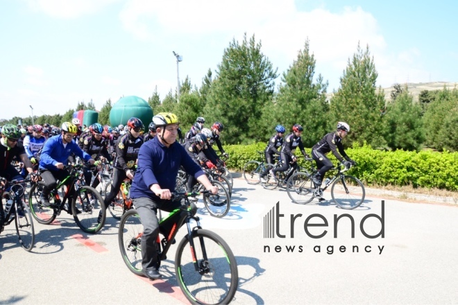 Baku holds bike ride under the motto Less cars, more life. Azerbaijan Baku 7 April 2019