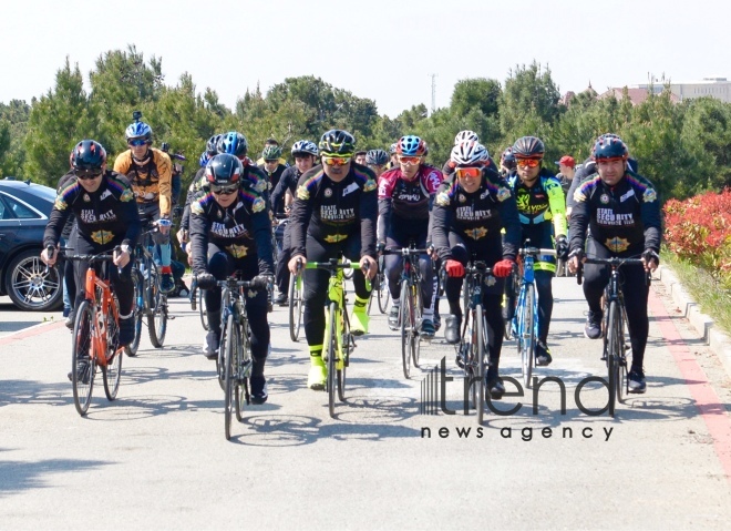 Baku holds bike ride under the motto Less cars, more life. Azerbaijan Baku 7 April 2019