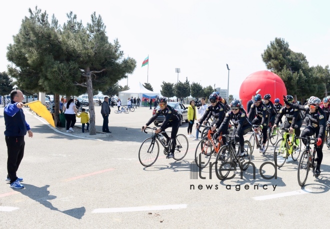 Baku holds bike ride under the motto Less cars, more life. Azerbaijan Baku 7 April 2019