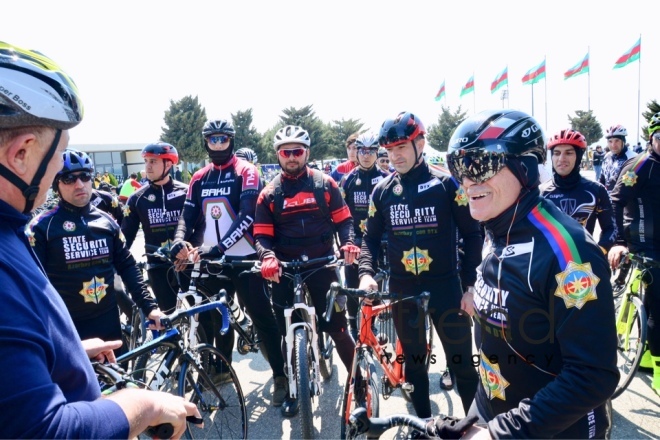 Baku holds bike ride under the motto Less cars, more life. Azerbaijan Baku 7 April 2019