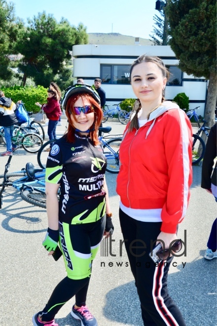 Baku holds bike ride under the motto Less cars, more life. Azerbaijan Baku 7 April 2019