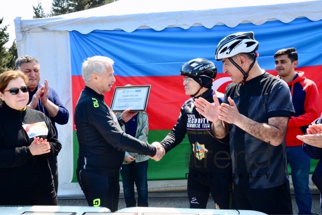 Baku holds bike ride under the motto Less cars, more life. Azerbaijan Baku 7 April 2019