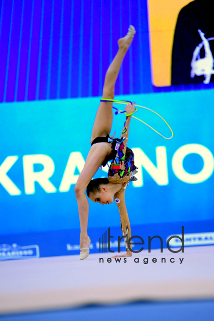 Bakıda bədii gimnastika üzrə II AGF Junior Trophy beynəlxalq turnirinin ikinci günü start götürüb.Azərbaycan Bakı 21 aprel 2019