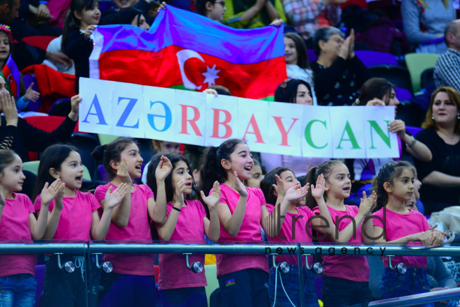 Bakıda bədii gimnastika üzrə II AGF Junior Trophy beynəlxalq turnirinin ikinci günü start götürüb.Azərbaycan Bakı 21 aprel 2019