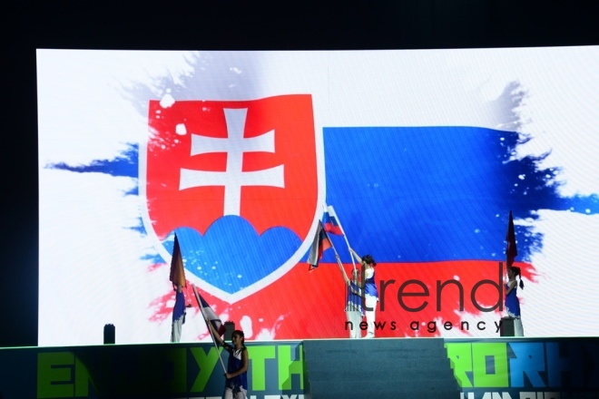 Great opening ceremony of 35th Rhythmic Gymnastics European Championships in Baku . Azerbaijan, Baku, may 16 . 2019
