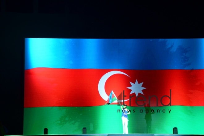 Great opening ceremony of 35th Rhythmic Gymnastics European Championships in Baku . Azerbaijan, Baku, may 16 . 2019
