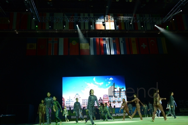 Great opening ceremony of 35th Rhythmic Gymnastics European Championships in Baku . Azerbaijan, Baku, may 16 . 2019
