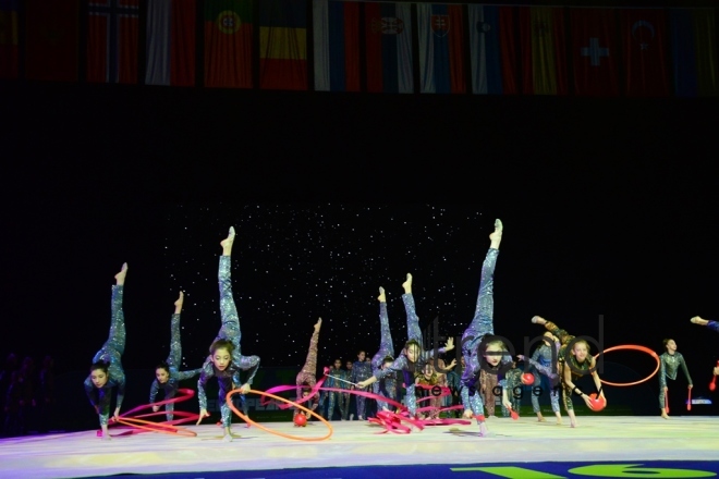 Great opening ceremony of 35th Rhythmic Gymnastics European Championships in Baku . Azerbaijan, Baku, may 16 . 2019
