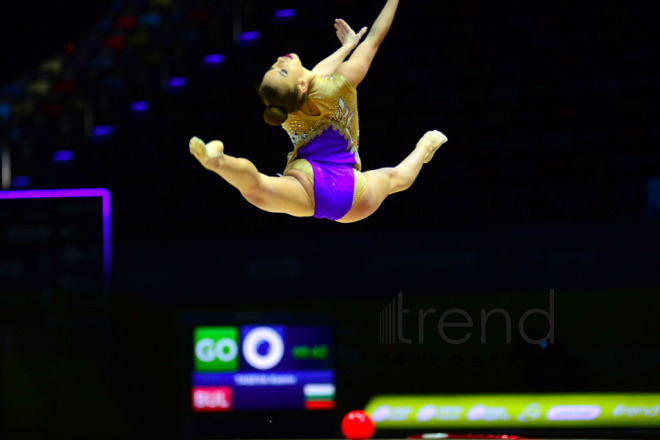 Bədii gimnastika üzrə 35-ci Avropa Çempionatının ikinci günündən maraqlı anlar. Azərbaycan Bakı 17 may 2019