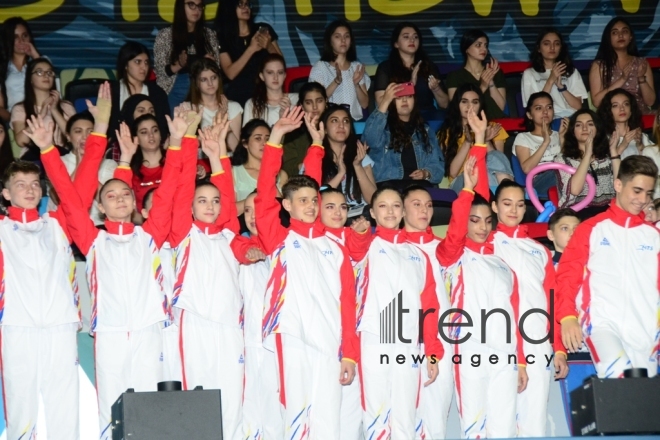 Aerobika gimnastikası üzrə 11-ci Avropa çempionatının möhtəşəm açılış mərasimi.Azərbaycan Bakı 24 may 2019