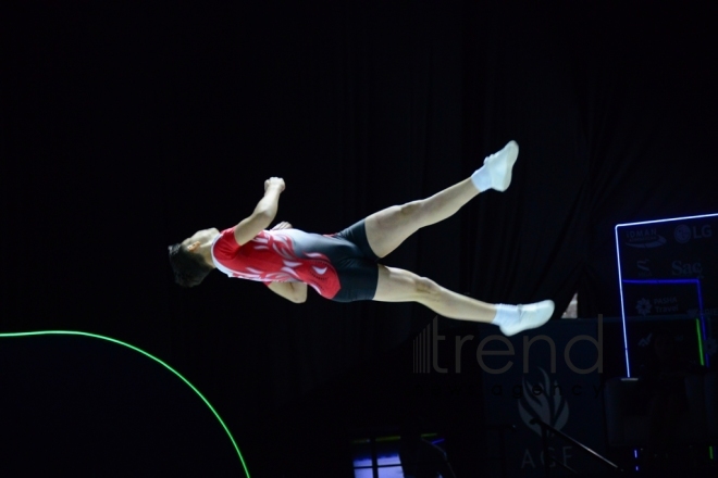 Finals of 11th European Aerobic Gymnastics Championships kicks off in Baku. Azerbaijan, Baku, may 26 2019
