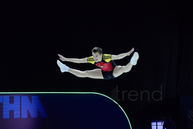 Finals of 11th European Aerobic Gymnastics Championships kicks off in Baku. Azerbaijan, Baku, may 26 2019
