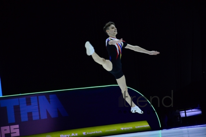 Finals of 11th European Aerobic Gymnastics Championships kicks off in Baku. Azerbaijan, Baku, may 26 2019
