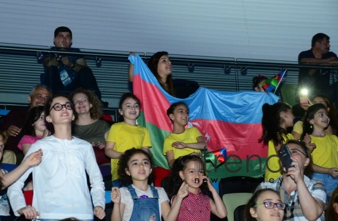 Finals of 11th European Aerobic Gymnastics Championships kicks off in Baku. Azerbaijan, Baku, may 26 2019
