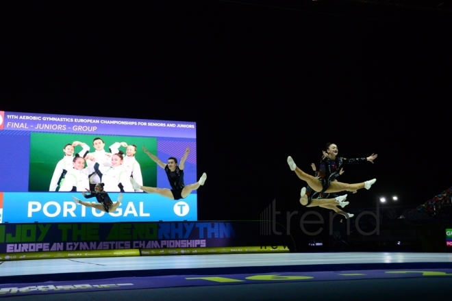 Finals of 11th European Aerobic Gymnastics Championships kicks off in Baku. Azerbaijan, Baku, may 26 2019
