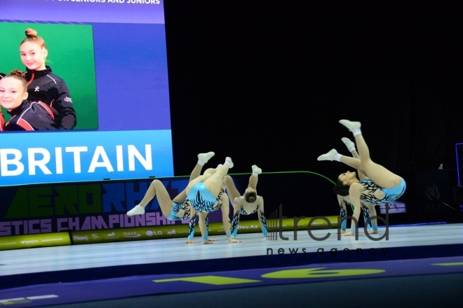 Finals of 11th European Aerobic Gymnastics Championships kicks off in Baku. Azerbaijan, Baku, may 26 2019
