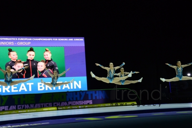 Finals of 11th European Aerobic Gymnastics Championships kicks off in Baku. Azerbaijan, Baku, may 26 2019
