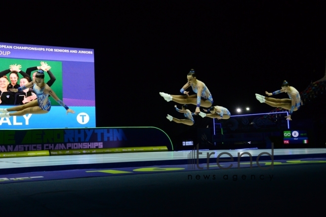 Finals of 11th European Aerobic Gymnastics Championships kicks off in Baku. Azerbaijan, Baku, may 26 2019
