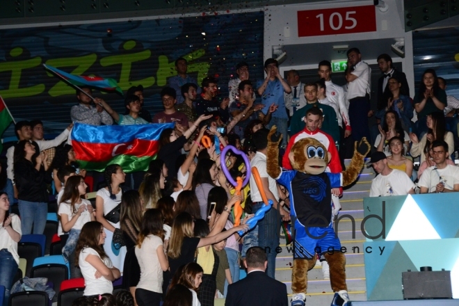 Finals of 11th European Aerobic Gymnastics Championships kicks off in Baku. Azerbaijan, Baku, may 26 2019
