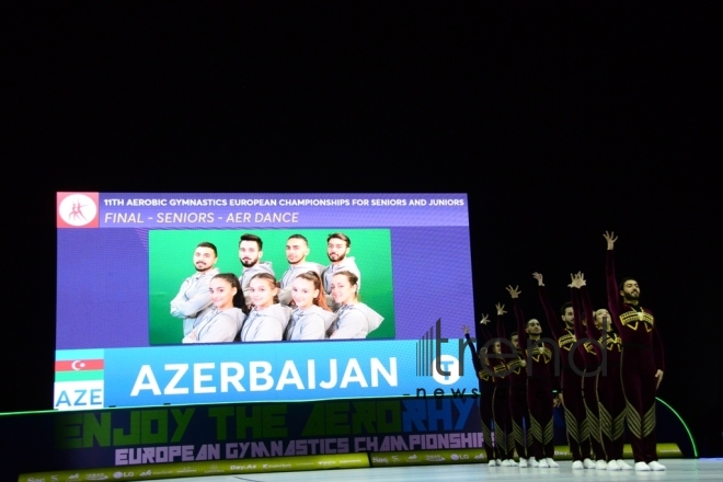 Finals of 11th European Aerobic Gymnastics Championships kicks off in Baku. Azerbaijan, Baku, may 26 2019
