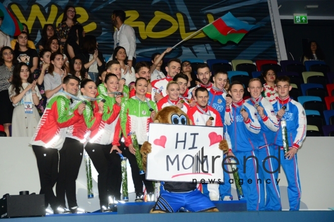 Finals of 11th European Aerobic Gymnastics Championships kicks off in Baku. Azerbaijan, Baku, may 26 2019
