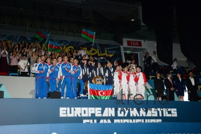 Finals of 11th European Aerobic Gymnastics Championships kicks off in Baku. Azerbaijan, Baku, may 26 2019
