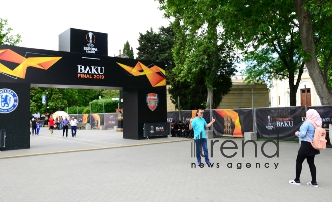 Few hours left before start of UEFA Europa League final match in Baku.  Azerbaijan, Baku, may 29  2019