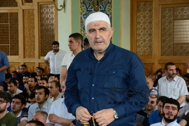 Eid prayer performed in all mosques in Azerbaijan on occasion of Ramadan holiday. Azerbaijan, Baku, June 5, 2019