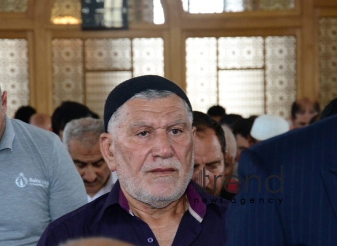 Eid prayer performed in all mosques in Azerbaijan on occasion of Ramadan holiday. Azerbaijan, Baku, June 5, 2019