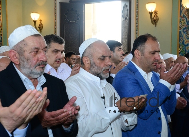 Eid prayer performed in all mosques in Azerbaijan on occasion of Ramadan holiday. Azerbaijan, Baku, June 5, 2019