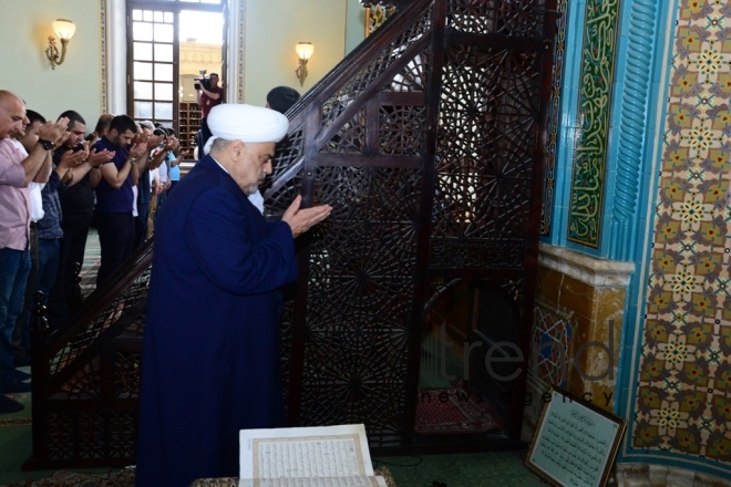 Eid prayer performed in all mosques in Azerbaijan on occasion of Ramadan holiday. Azerbaijan, Baku, June 5, 2019