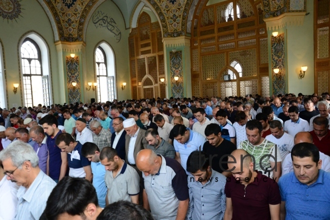 Eid prayer performed in all mosques in Azerbaijan on occasion of Ramadan holiday. Azerbaijan, Baku, June 5, 2019