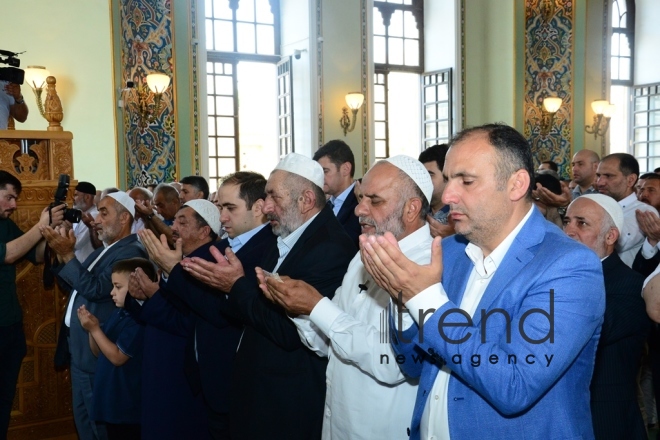 Eid prayer performed in all mosques in Azerbaijan on occasion of Ramadan holiday. Azerbaijan, Baku, June 5, 2019