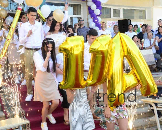 Azerbaijani schools celebrate Day of Farewell Bell. Azerbaijan, Baku, 14 June 2019
